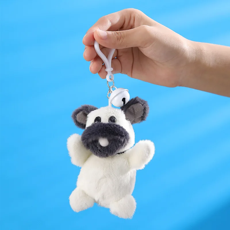 Divertido perro de burbujas escupir con llavero pellizco muñeca para apretar cachorro Squeaker muñeco de peluche bolsa colgante cachorro juguete de descompresión colgante