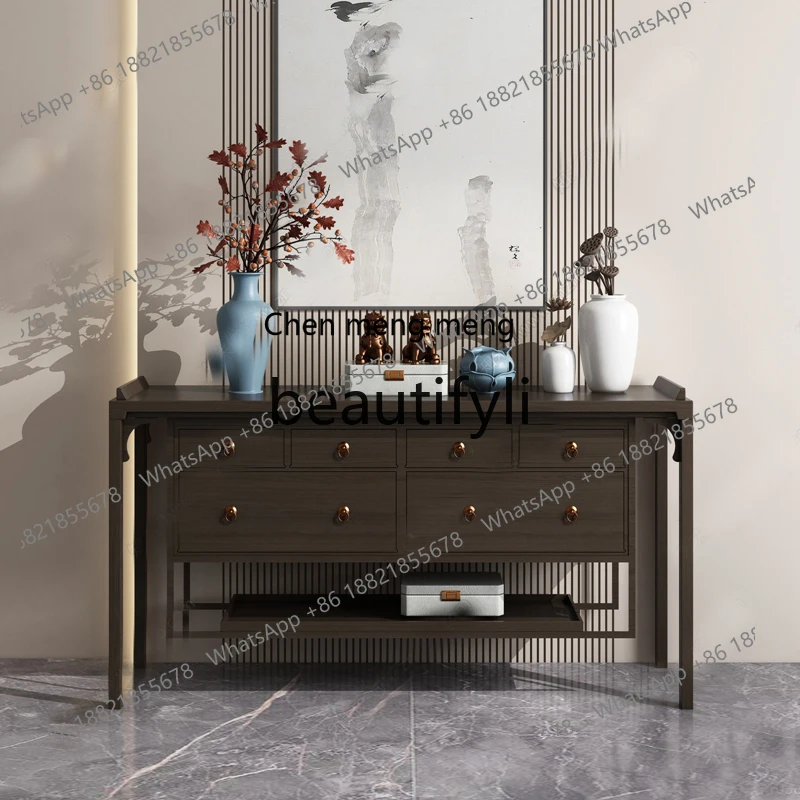 New Chinese-style solid wood porch cabinet, simple light luxury dining side cabinet, end view table, foyer, chest cabinet  R