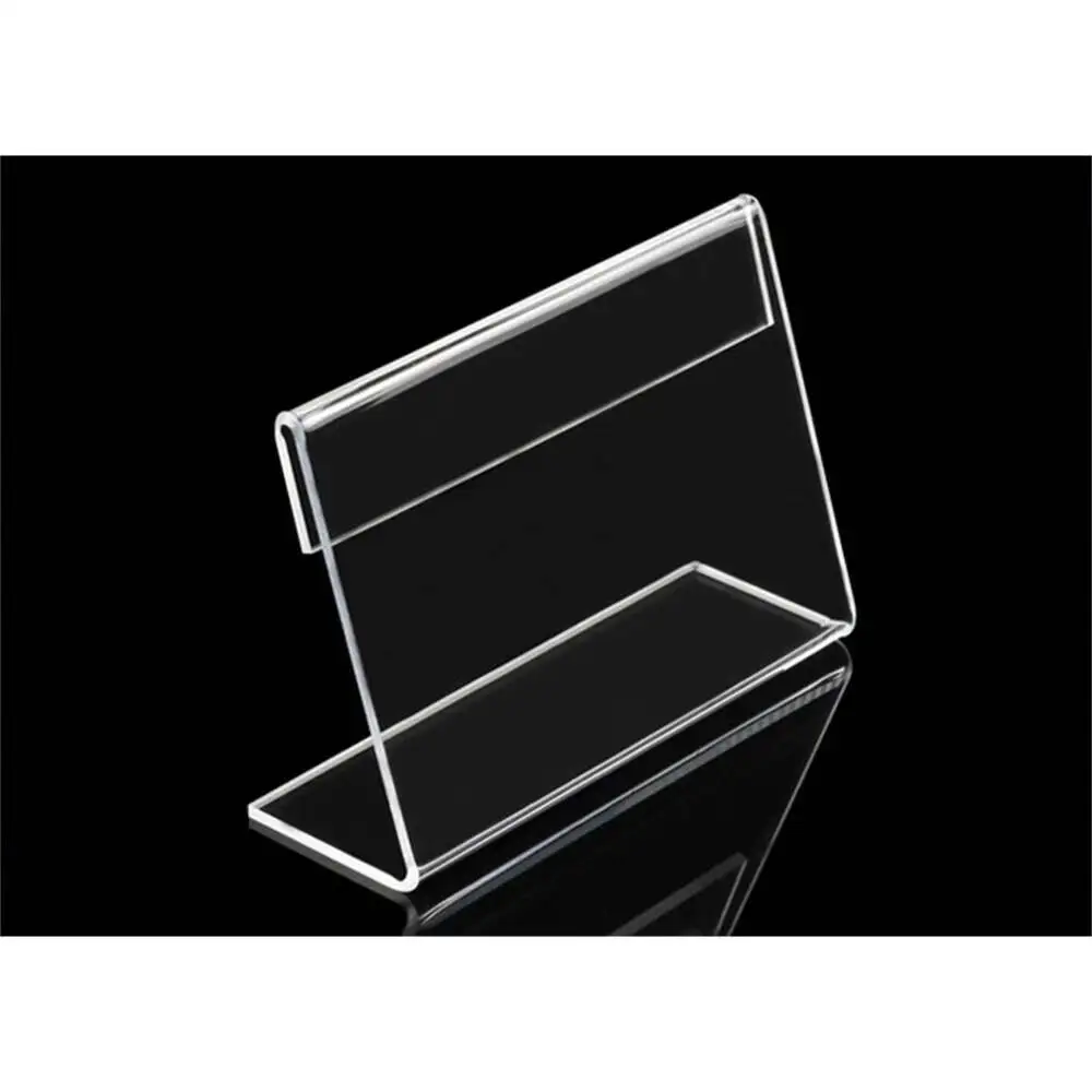 9x6cm 8x5cm 20pcs L-shape Acrylic Table Sign Price Tag Label Display Paper Promotion Card Holders Desk Label Card Frame Rack