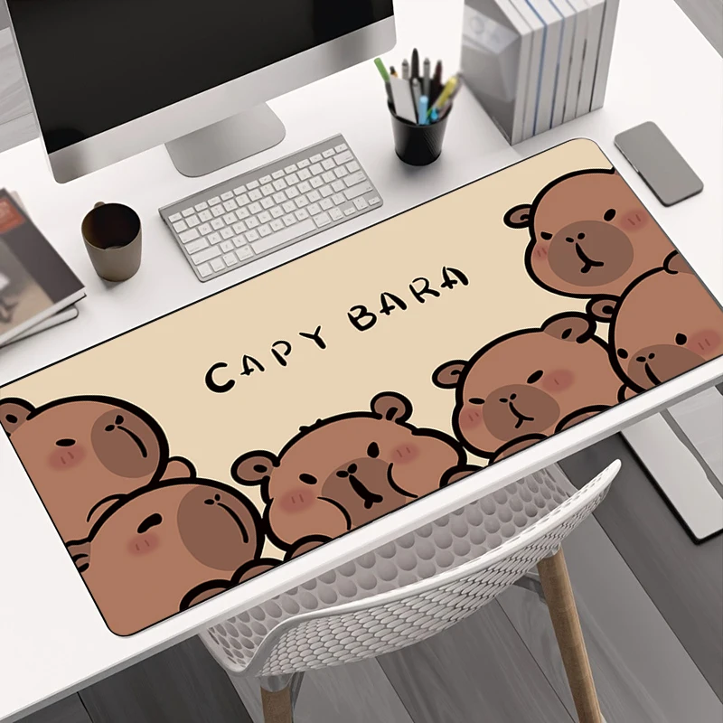 Cute Capybala Mouse Pad Gamer Mousepads Lock Edge Gaming Pad 40x90cm Mouse Mat Large Keyboard Mat Desk Pad For Computer Laptop