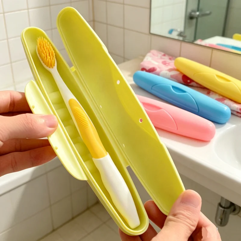 1pcs Random Color Portable Travel Toothbrush Case, With a Solid-Color Sealing Lid, Waterproof, Dustproof, Leak-Proof Toothbrush