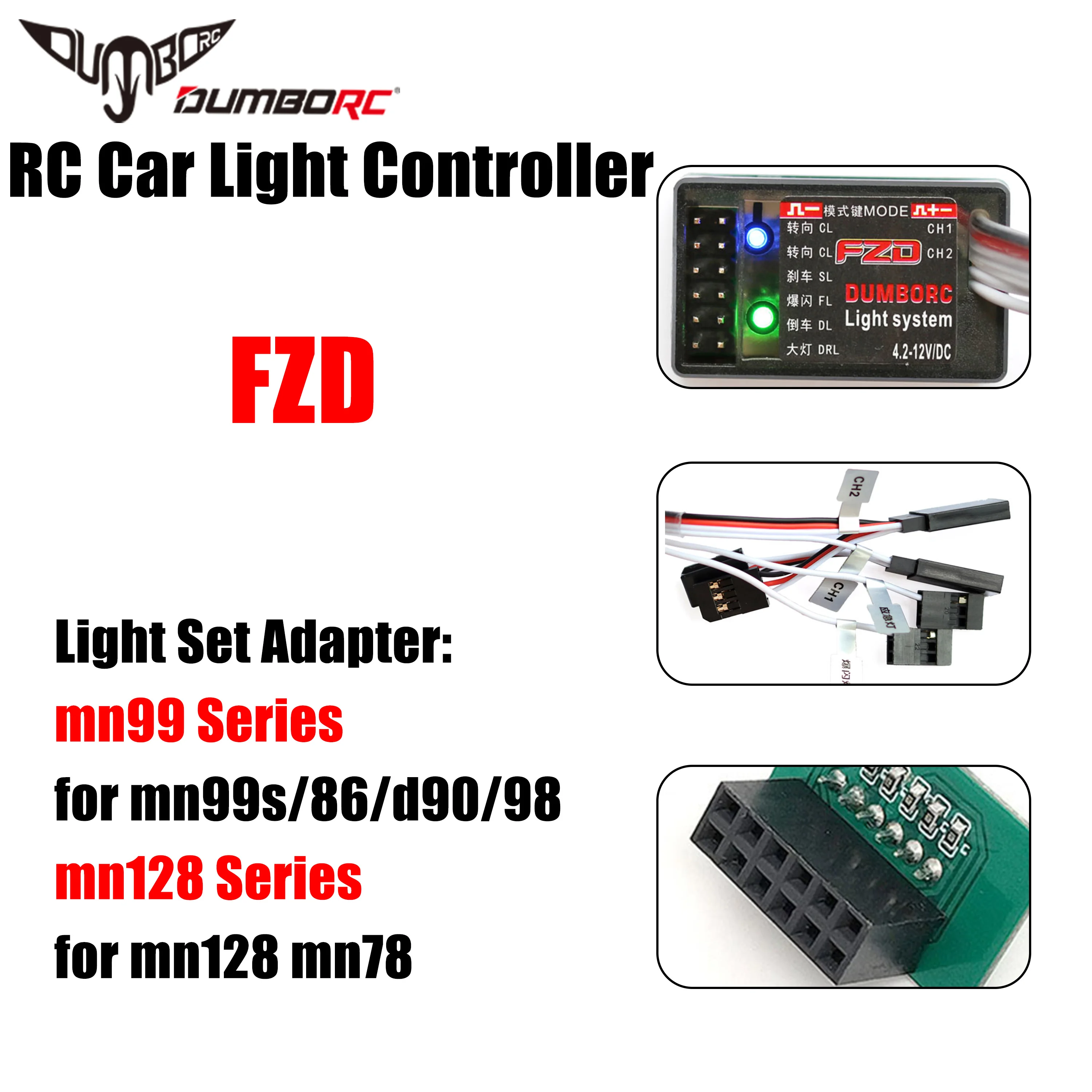 

DUMBORC FZD Simulation RC Car Light Controller LED Set Adapter Kit for 1/10 1/8 Truck Drift MN Series MN128 MN78 MN99S MN98 MN86