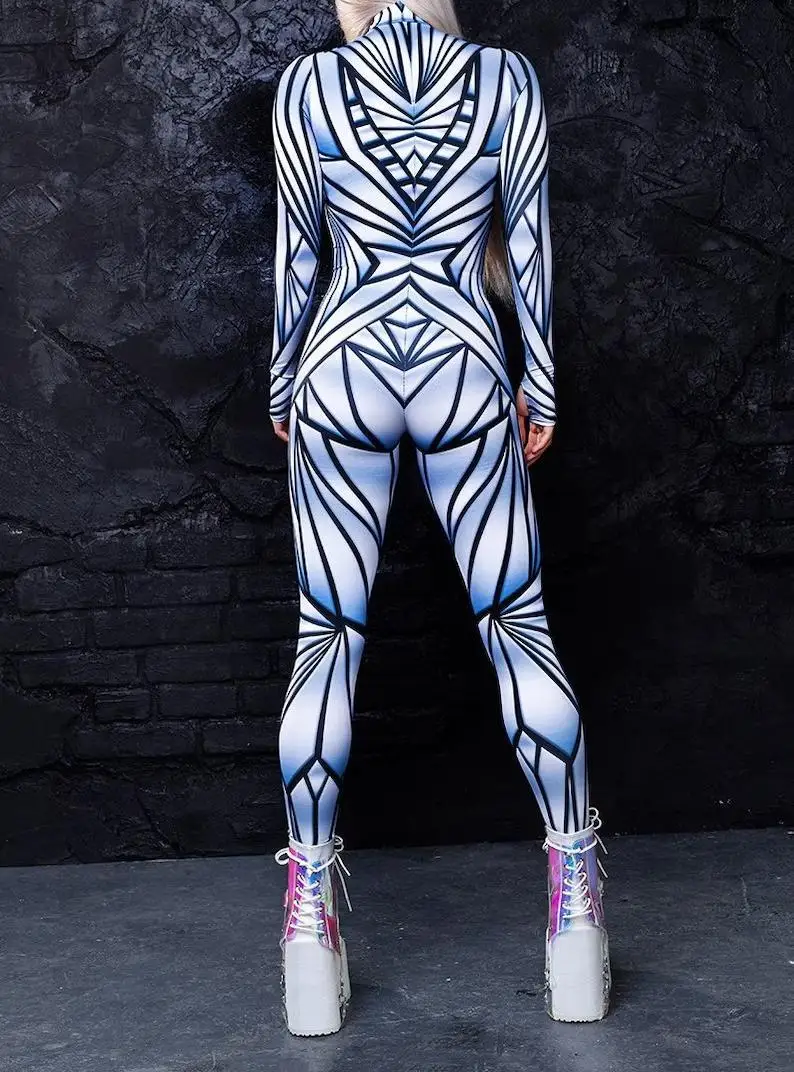 Unisex 3D-gedruckter Tier-Schlangenschädel Cosplay Slim Bodysuit Erwachsenen-Halloween-Cosplay Zirkus-Bühnenkostüm Karneval-Jumpsuit – Detail 17