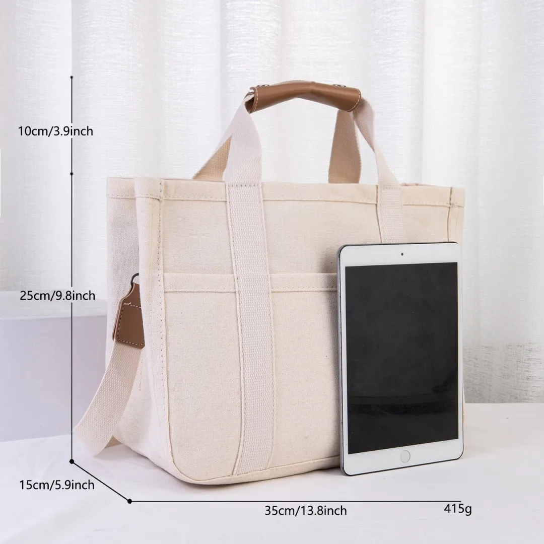 Three Layer Large Capacity Canvas Tote Bag Crossbody Bag, Durable and Lightweight Shoulder Bag Shopping Bag, Casual and Practica