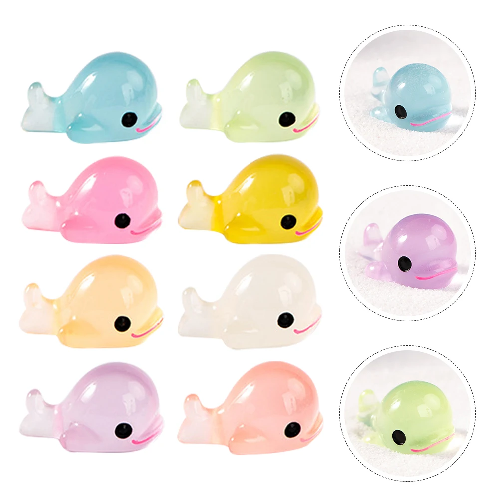 

8Pcs Night Glow Dolphin Decor Resin Miniature Animal Figures Micro Landscape Bonsai Garden Ornaments Home Tabletop Decoration