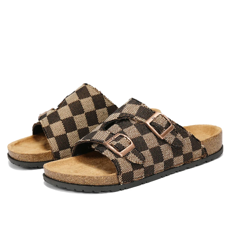 Fashion Classic Unisex Slippers For Men Comfortable Summer Cork Shoes For Men Outdoor Sandals Microfiber Plus Size 36-46