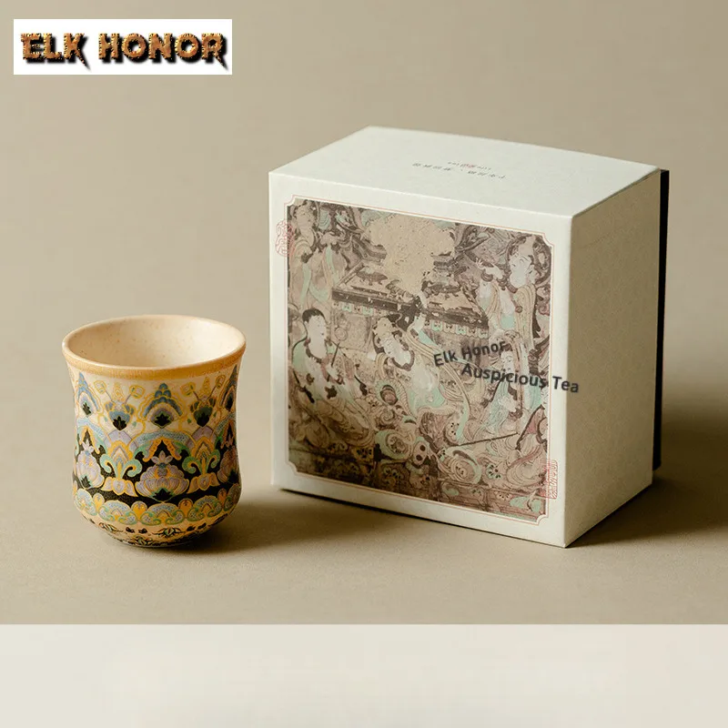 150ml Dunhuang Apsaras Ceramic Teacup Japanese Tea Bowl Tea Pair Tea-tasting Personal Cup Chazhan Master Cups Teaset Accessories