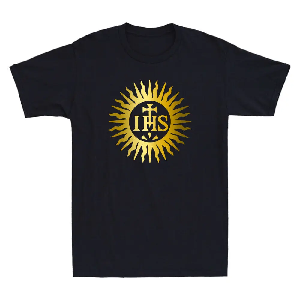 Christogram, Jesuits  Religious Title Symbol Golden Print Men's T-Shirt NEW