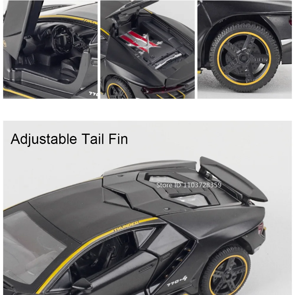 1:32 LP770-4 Model Toy Sports Cars Alloy Diecast Revuelto Miniature Supercars Sound Light Doors Opened Pull Back for Boys Gifts