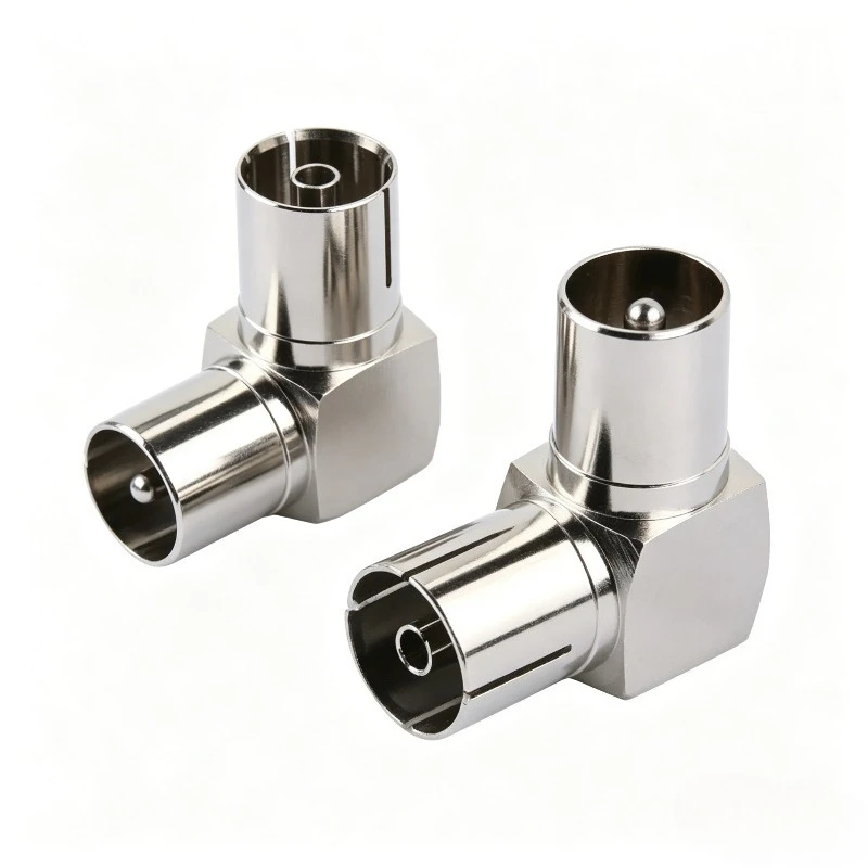 IEC TV Male to Female Right Angle Adapter 90 Degree Coaxial TV Connector Gold Plated for Antenna Wall Plate