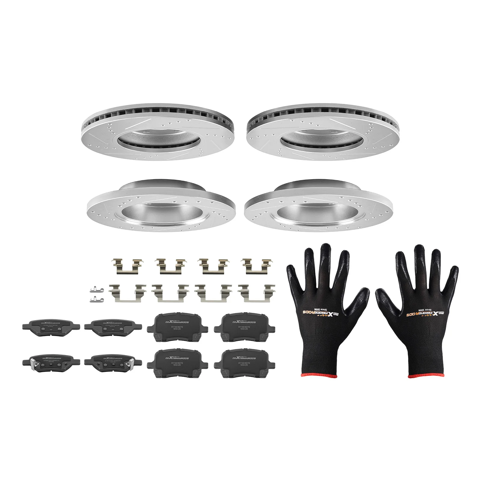 

Передние и задние перфорированные тормозные диски + керамические колодки для Chevrolet Malibu 2006-2012