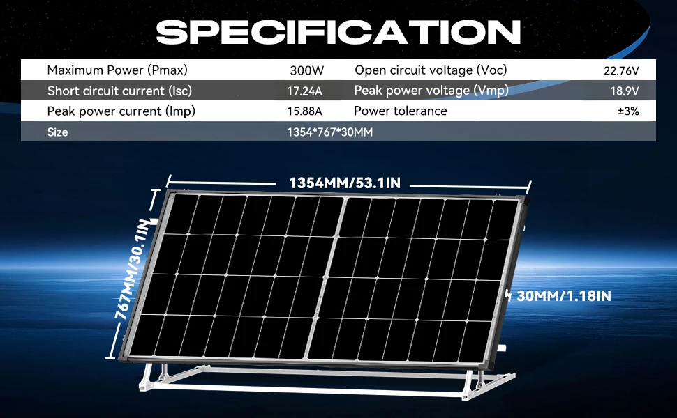 RVPOZWER 300W Solar Panel 10BB N-Type Monocrystalline 25% High Efficiency for RV Home Rooftop Off Grid Systems