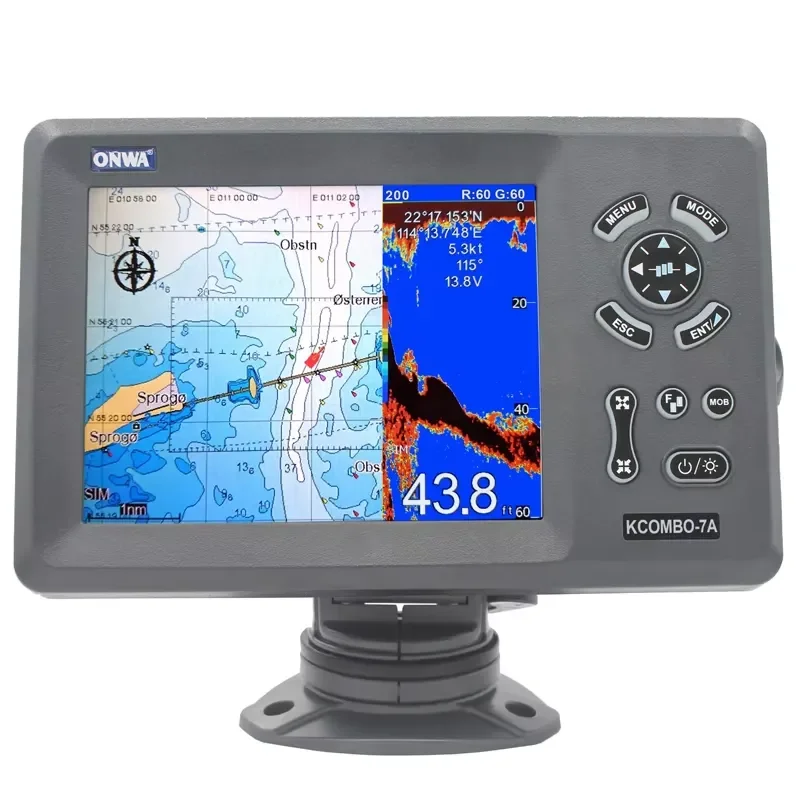 7 Inch GPS Chart Plotter Fish Finder Combo AIS Transponder Marine Navigation System Boat Fishing Equipment Sea Yacht