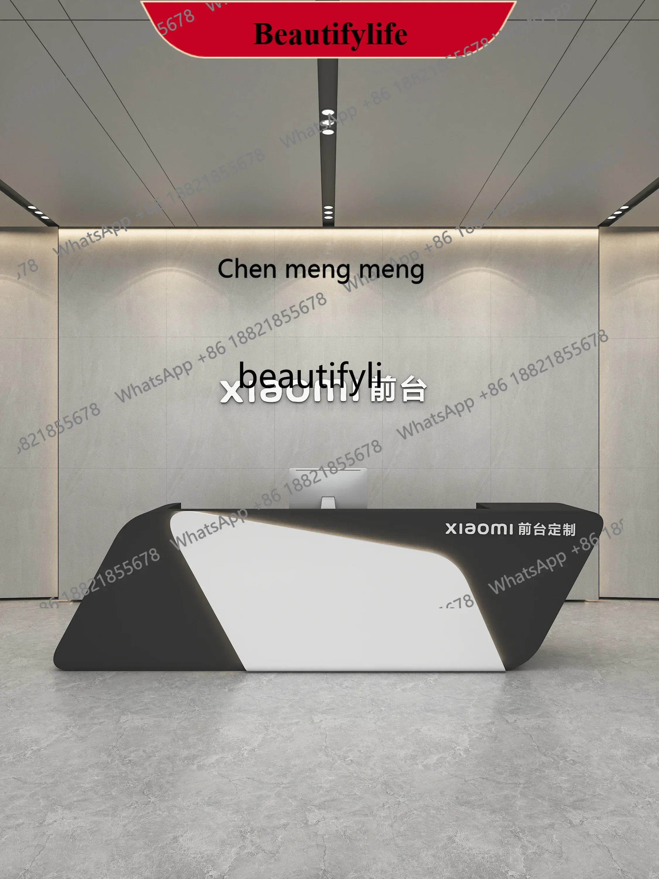 X  ss 8617 Modern simple company hotel lobby reception cabinet property paint bar table