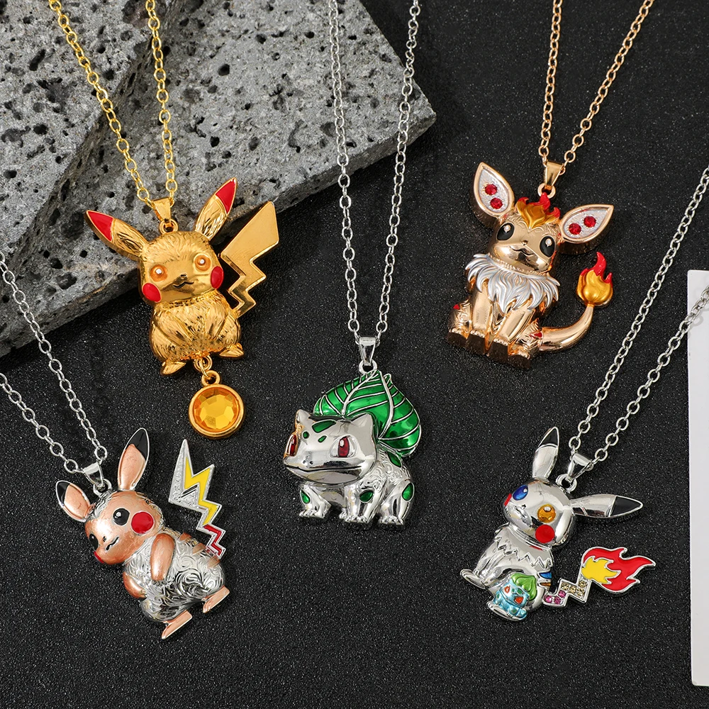 Anime Chibi Charmander & Bulbasaur Pendant Necklace