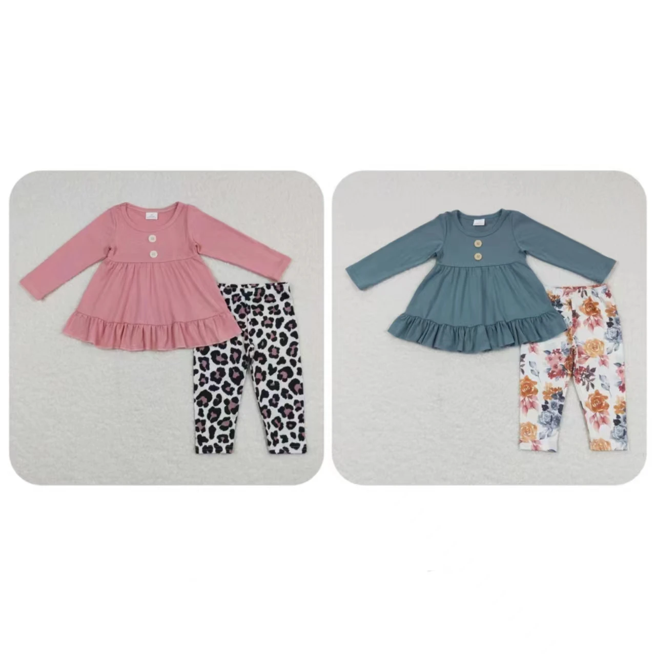 

Wholesale Baby Girls Set Long Sleeves Cotton Tunic Tops Leopard Floral Legging Pants Children Kids Toddler Spring Fall Outfit
