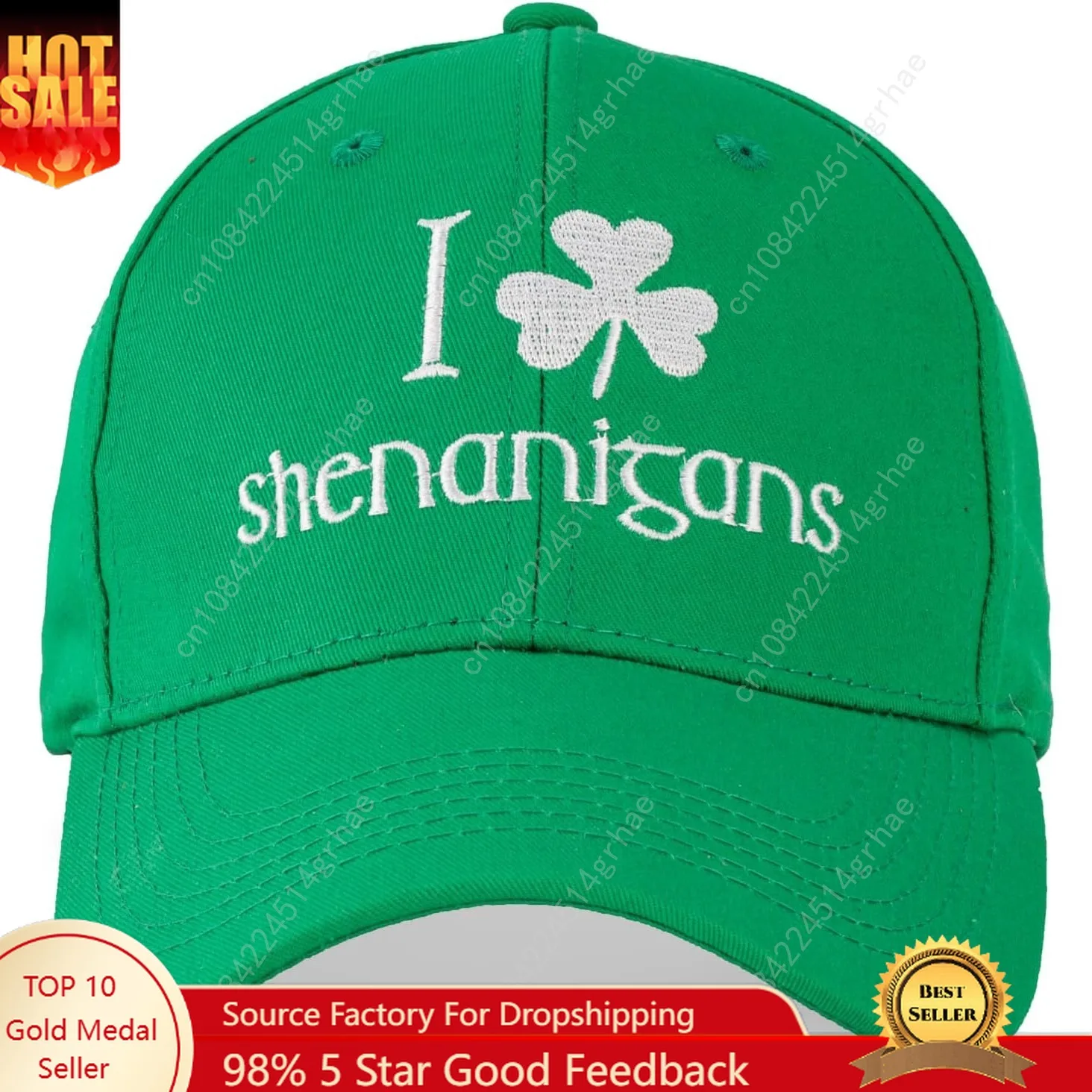 

St Patricks Day Hat, Green Trucker Hat for Men Women, Adjustable Cotton Shamrock Cap