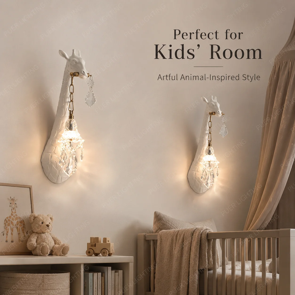 Modern Nordic Giraffe Wall Sconce LED Bedside Light Living Room Aisle Corridor Lovely Animal Shape Indoor Wall Mount Decor