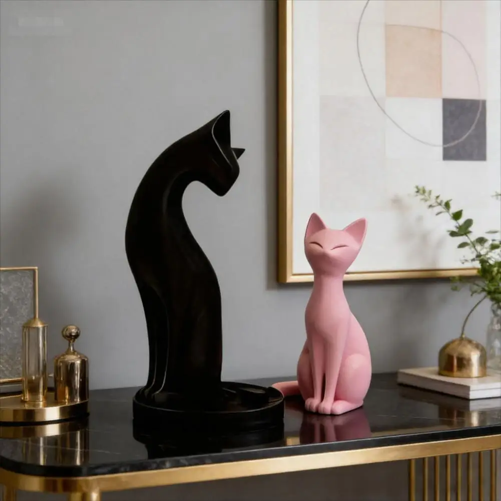 Detachable Cat Couple Sculpture 3D Printed Elegant Couple Cat Figurine Romantic Cat Lover Ornament for Home Living Room Office D