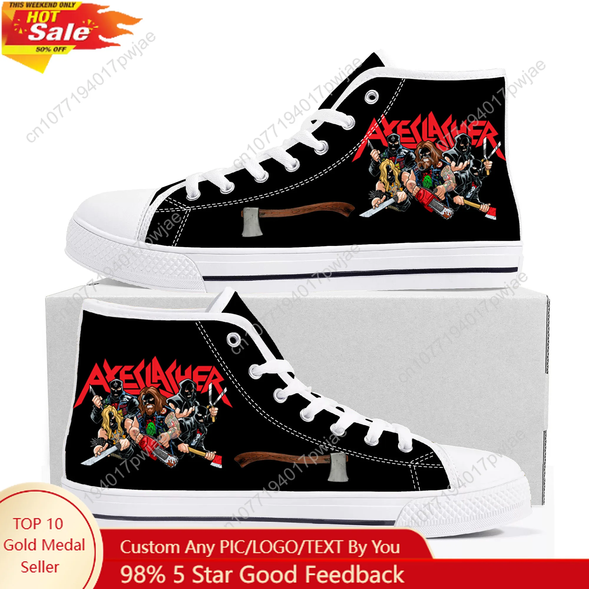 

Axeslasher Heavy Metal Rock Band High Top Sneakers Mens Womens Teenager Canvas Sneaker Ghana Hiking Casual Shoes Custom Shoes
