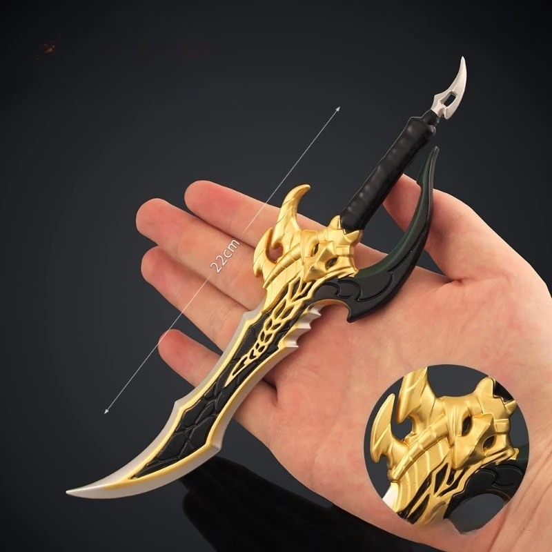 อาวุธอนิเมะแบบปรับระดับได้ขนาด 22 ซม./8.66 นิ้ว ของเล่นสะสม โมเดลอาวุธฟันยาว อุปกรณ์ตกแต่งบ้าน