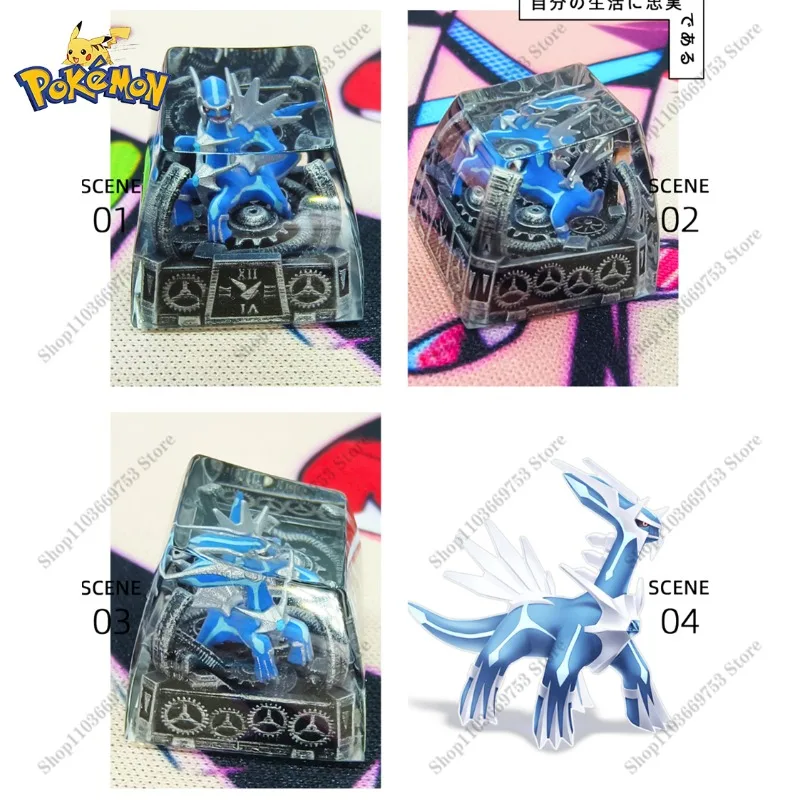 Pokemon Anime Keycaps Dialga Origin Resin Transparent Stereoscopic Customized Keycaps For Mechanical Keyboard Special Gifts