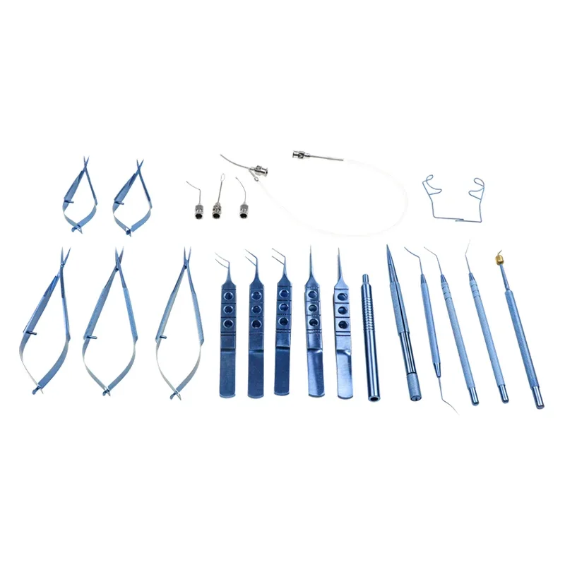 hot sale Ophthalmic  holder Cataract Surgery Titanium Alloy 21pcs  Surgical Kit  Set