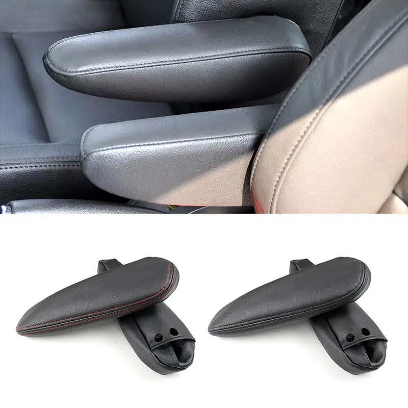 2pcs For Citroen C4 Peugeot 307 2008 2009 Car Driver&Passenger Side Seat Armrest Handle Microfiber Leather Cover Protective Trim