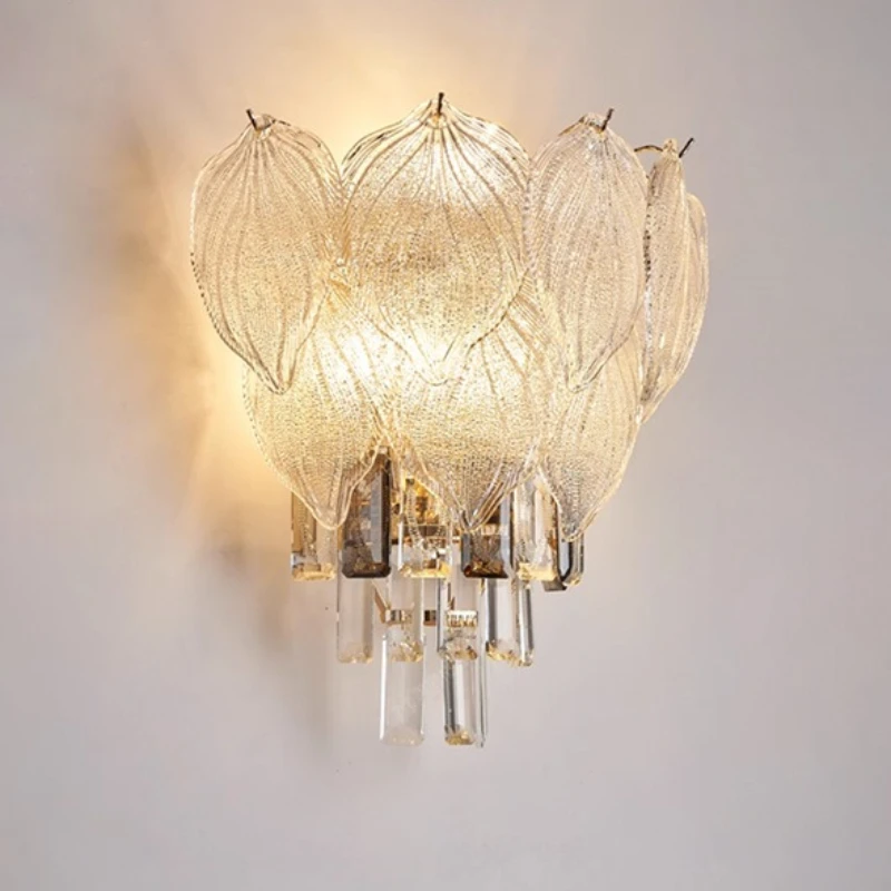 Designer Personality Wall Lamp French Feather Crystal LED Wall Sconce Living Room Dining Room Hospitality Room Luxury Wall Light