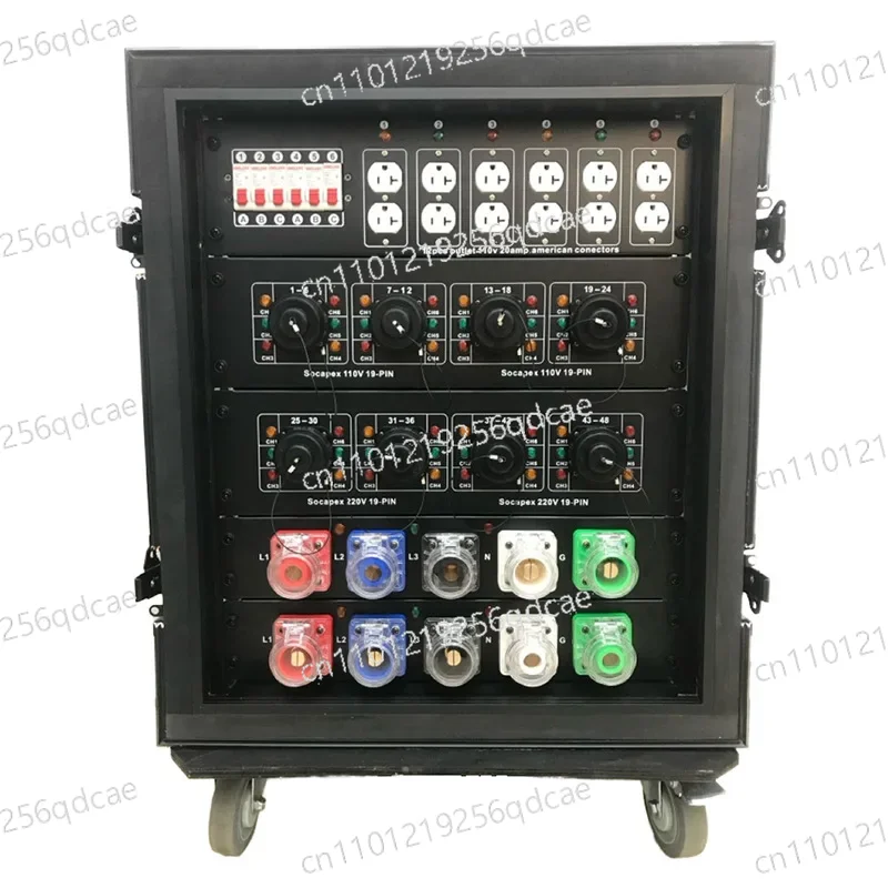 54-Way 16A Industrial LED Power Distribution Cabinet 19-Core Waterproof Plug-In Air Box with Large Screen US Standard