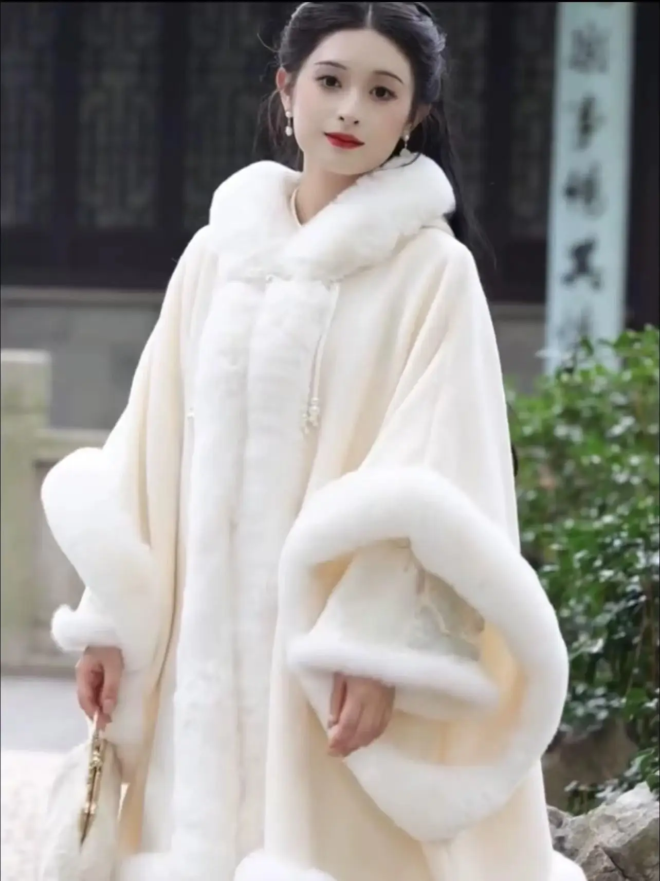 Thickened Fur Collar Cangue Coat Chinese Style Warmth Pure Color Simple Quality Women's Fashion Winter Outerwear