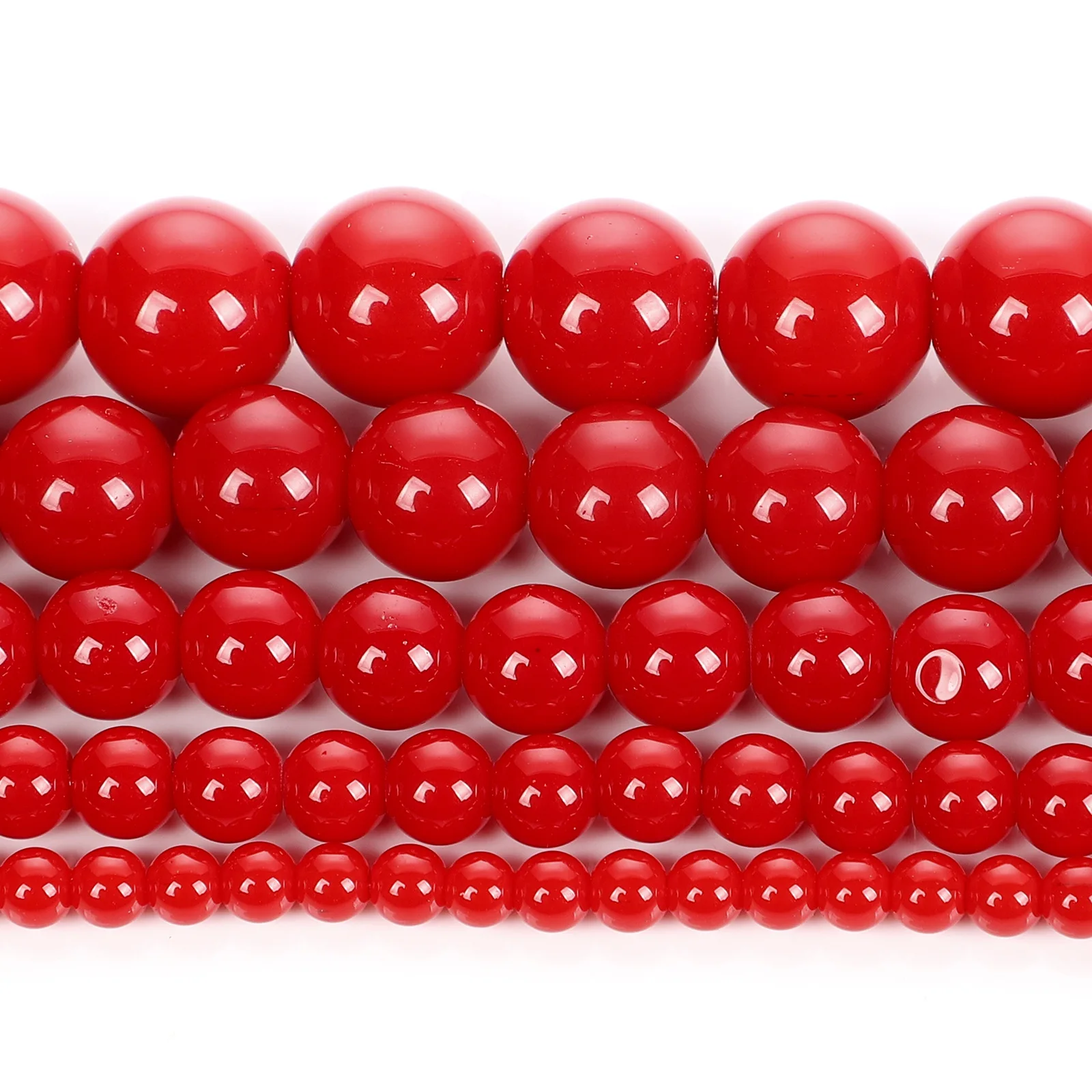 Wholesale Red Coral Glass Stone Beads Round Loose Spacer Beads for Jewelry Making DIY Bracelet Necklace Accessories 4 6 8 10mm