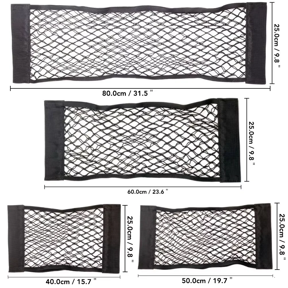 Universal Car Trunk Storage 1Pcs Stretch Elastic Net Hook Loop Fixing Seat Back Mesh Pocket Auto Interior Cargo Organizer Bag