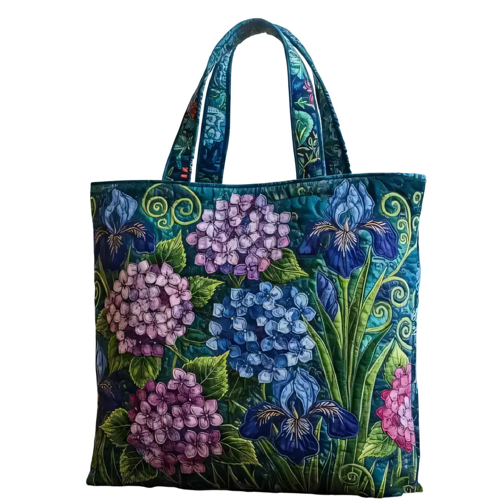 Watercolor Botanical Floral Quilted Tote Bag Large Reusable Shopping Bag for Women Travel Shopping