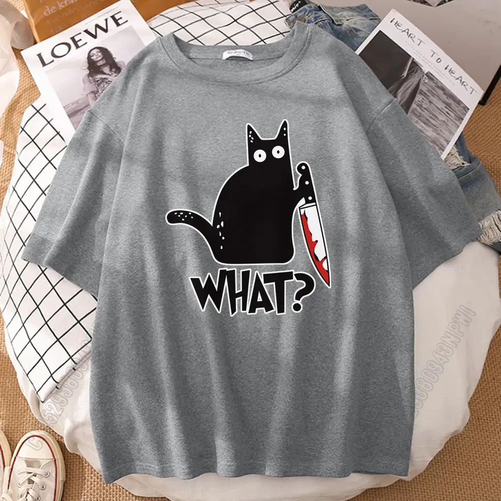 Killer Black Cat What Surprised T Shirts High Quality Men Tshirt Hip Hop Casual T-Shirt 100% Cotton Harajuku Tshirt Sportswear