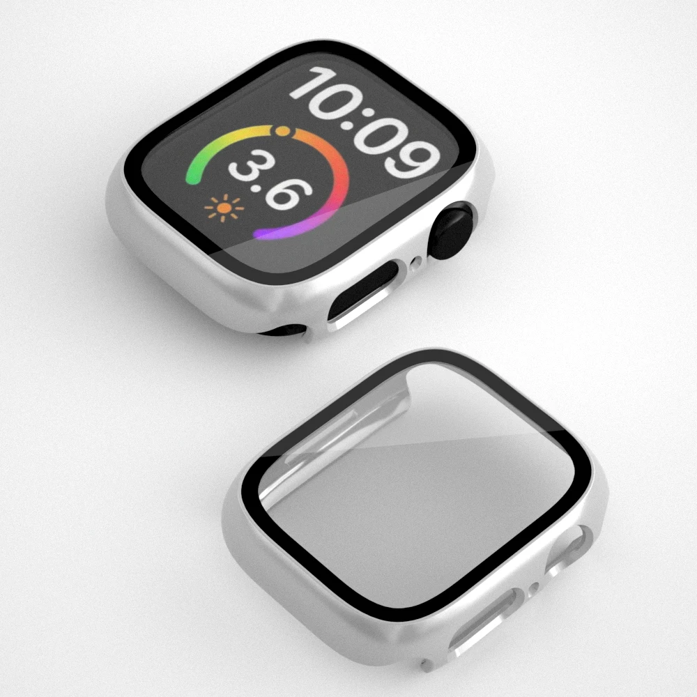For Apple Watch Plated Case Glass+Case 8 7 6 SE 5 iWatch Accessories Screensaver For Apple Watch Series 45mm 41mm 44mm 40mm 42mm