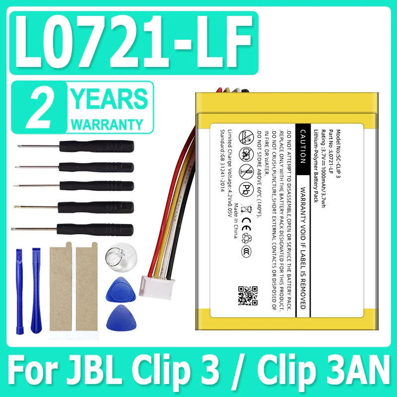 Nueva batería de repuesto de altavoz de 1000mAh para JBL Clip 3 Clip3 Clip 3AN Clip 3SAND altavoz batería de litio L0721-LF