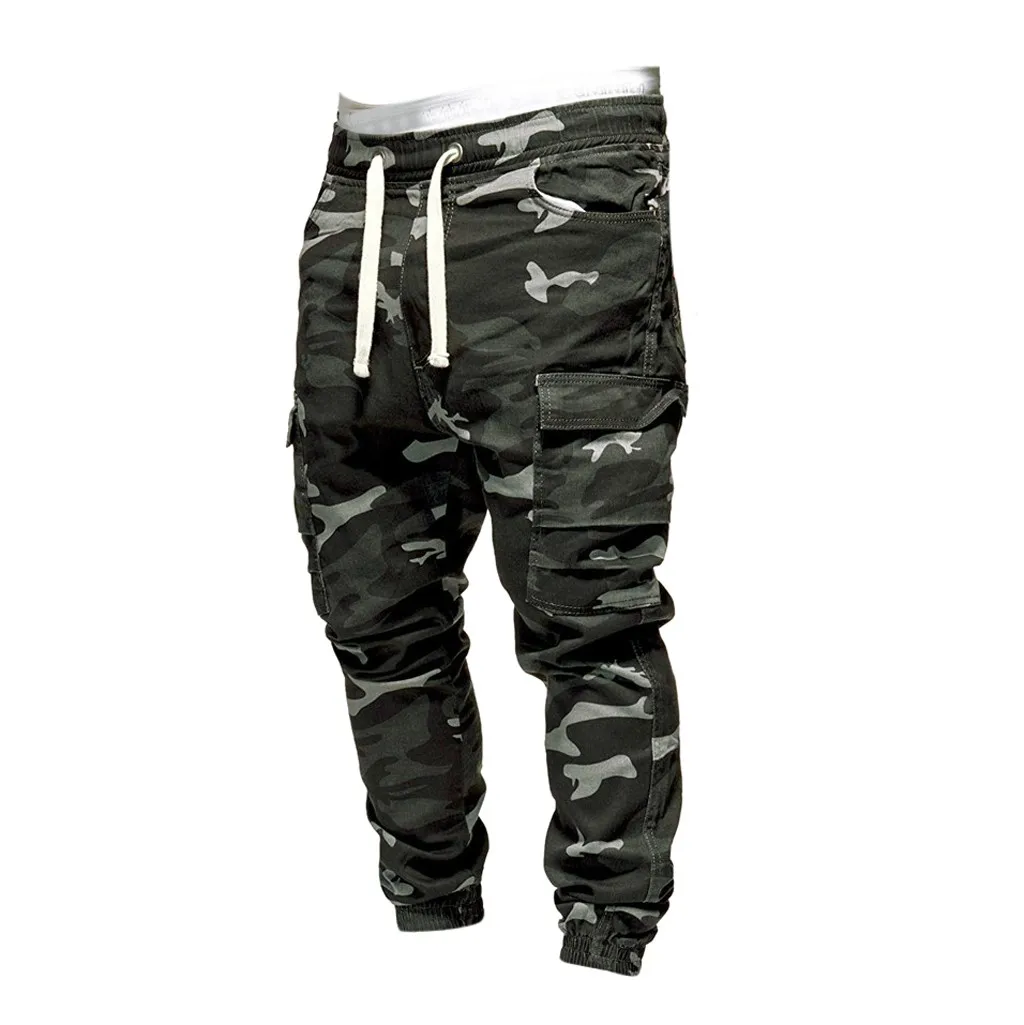 Pantalones de camuflaje para hombre, Pantalón Cargo ajustado, informal, guapo, combina con todo, con bolsillos, talla grande