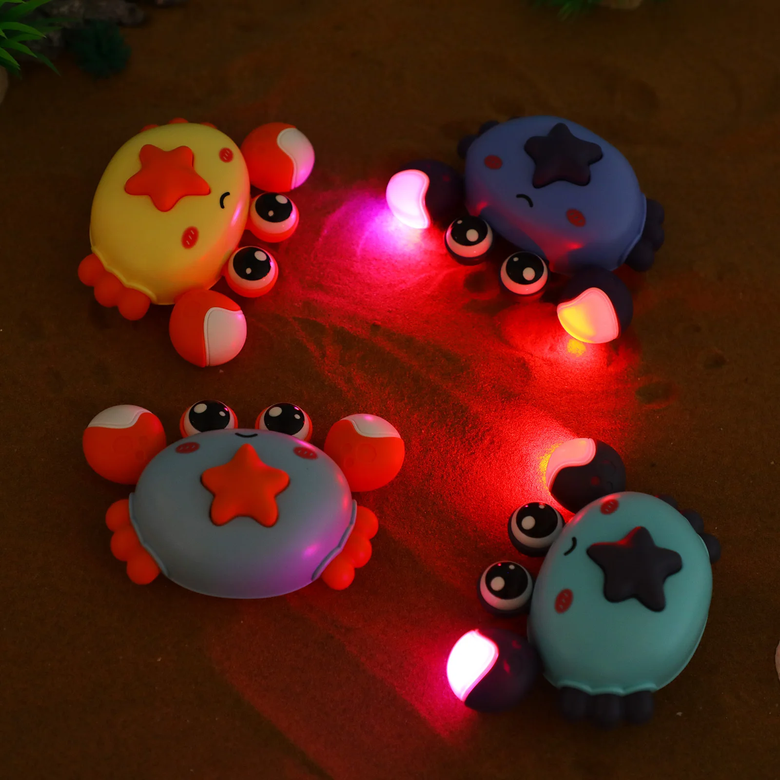 

4Pcs Kids Pull Back Crab Cars Inertia Crawling Crabs Press to Move Light Up for Indoor Outdoor Play Party Favors