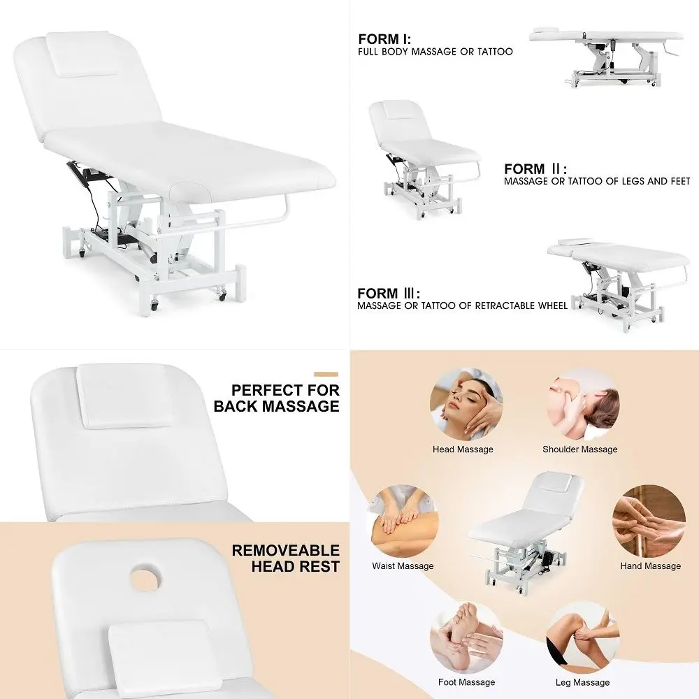 

Electrical Facial Bed for Esthetician 110V Removable Massage Table 2 Motor Beauty Bed Medical Aesthetic Tattoo Chair with Adjus
