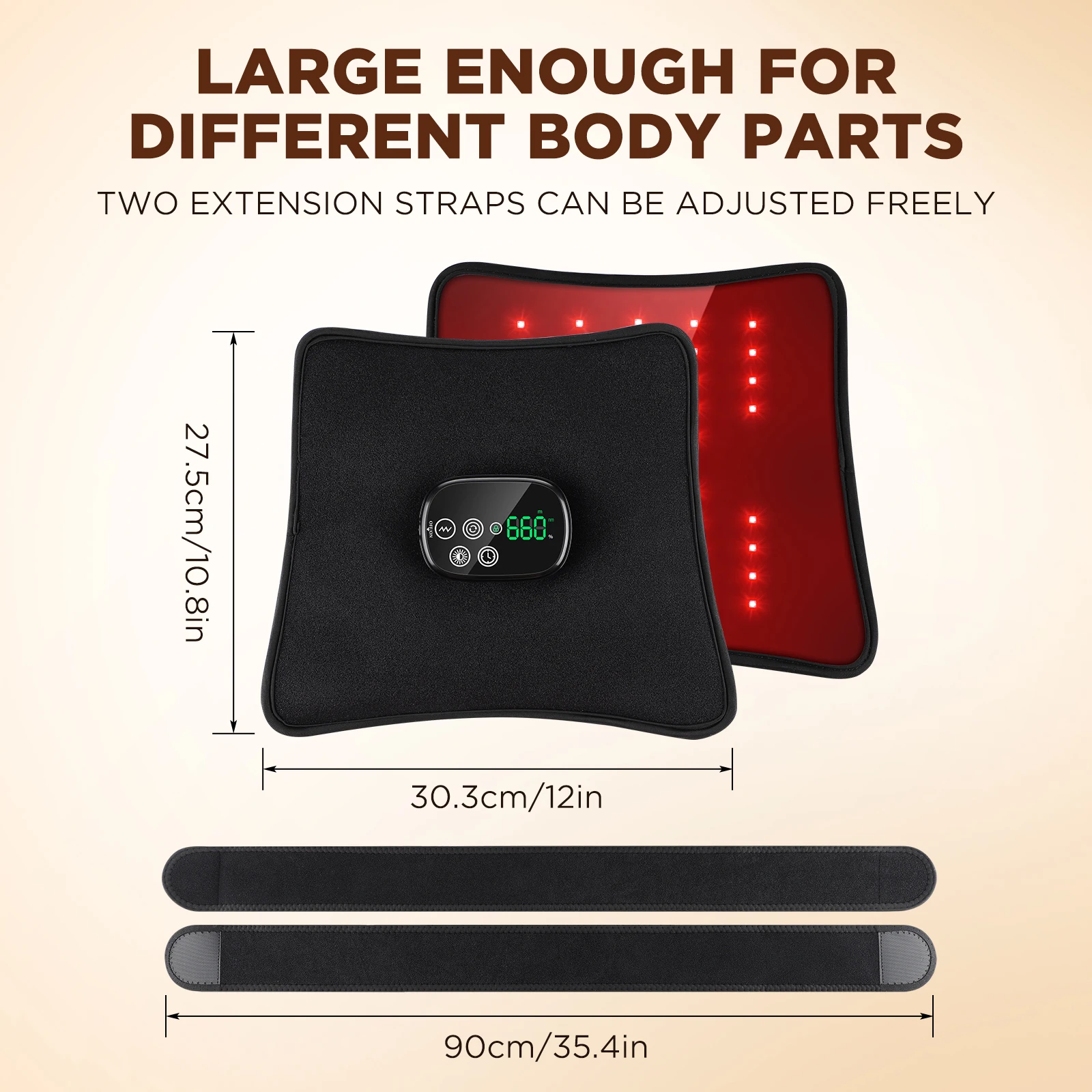 Wireless 660nm 850nm Vibration Arm Shoulder Abdominal Back Waist Massage Belt Red-light Body Massager