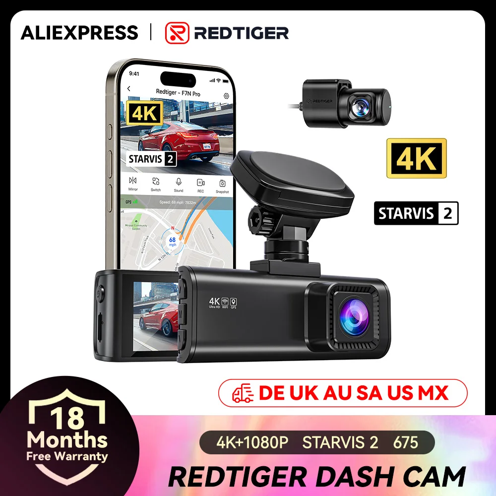 Cámara para Auto REDTIGER F7N PRO 4K, Grabadora de Video con WiFi y GPS Integrados, FOV 170 °   Cámara para Coche con Sensor STARVIS 2 y Visión Nocturna