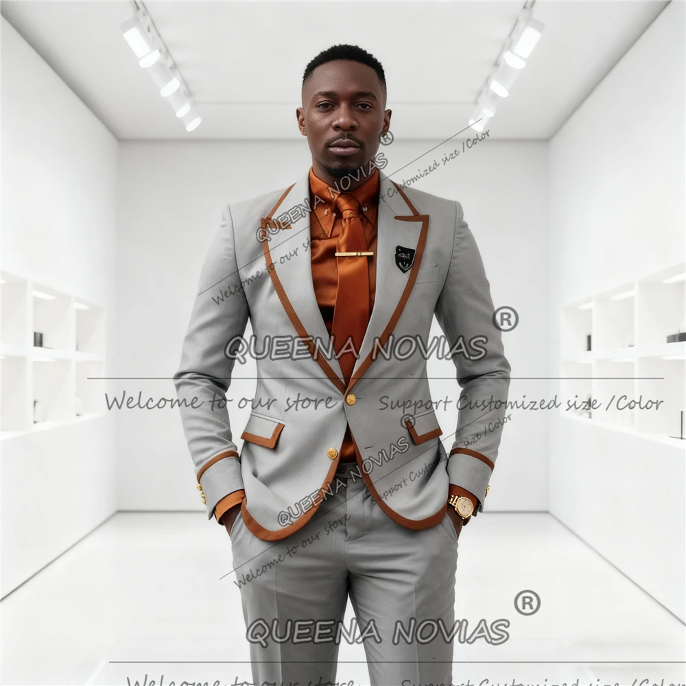 

Элегантный мужской костюм, комплект из 2 предметов, однобортный пиджак, брюки, индивидуальный костюм Homme, свадебный смокинг для жениха, мужской банкетный наряд, наряды