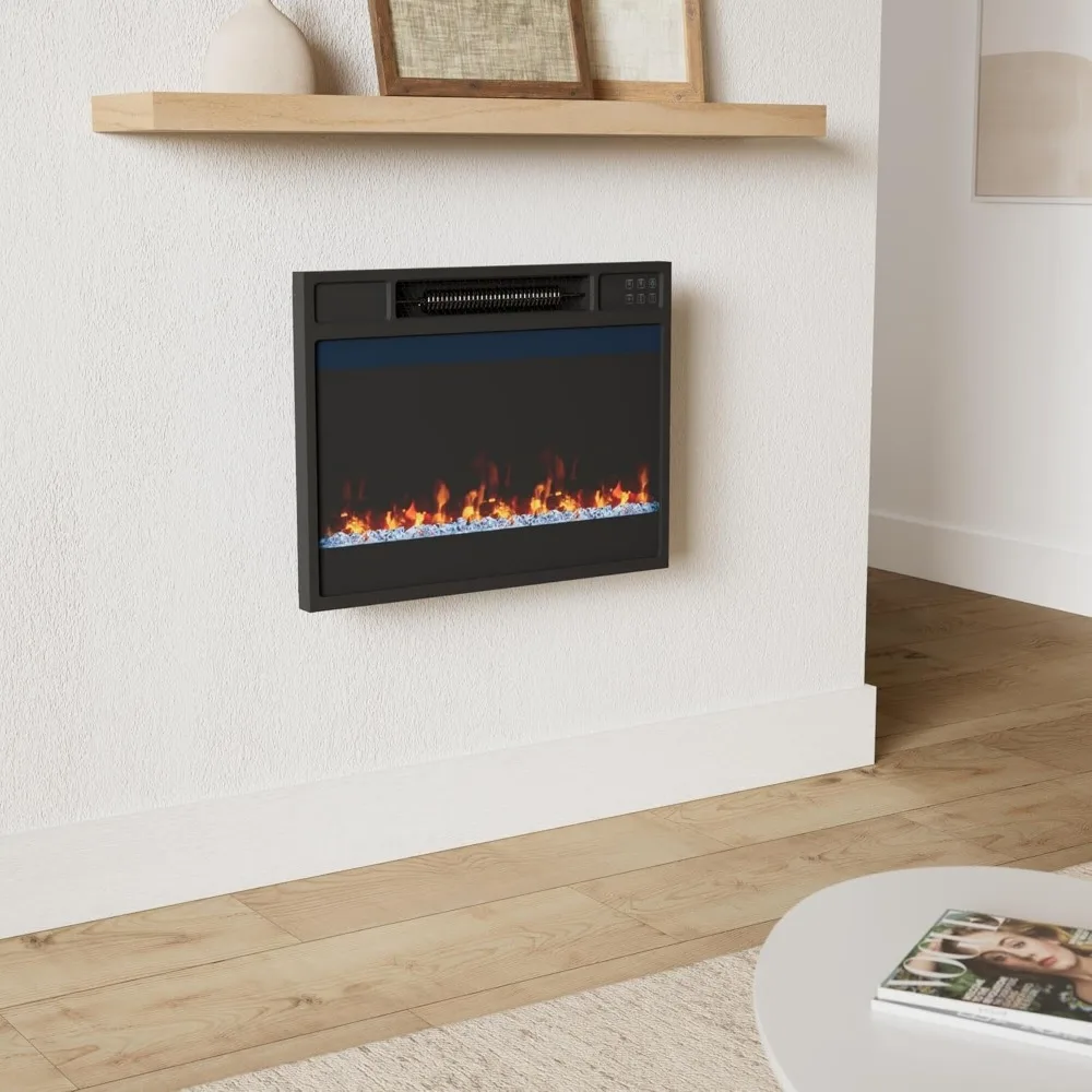 Infrared Quartz Electric Fireplace Insert 23-Inch, 1500W Heater with Remote Control, Thermostat, Recessed Fireplace for Home