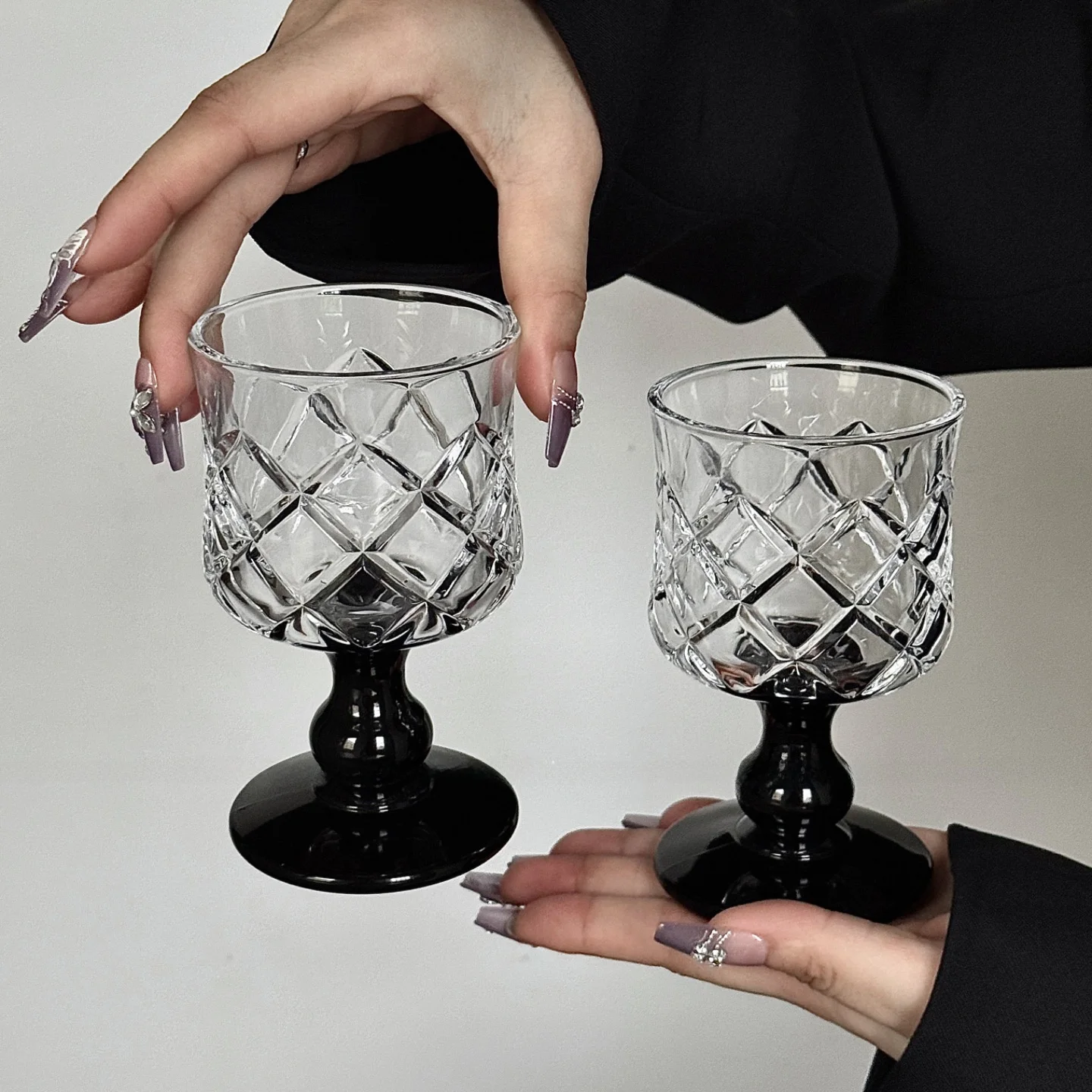 

Advanced Sensation Red Wine Glass Diamond Pattern ort Foot Glass Cup Home Use Drinkware Wine Glass Single Layer round ape