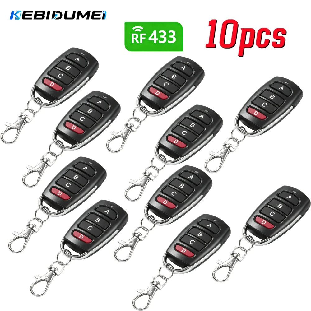 KEBIDUMEI 10PCS 433Mhz/315MHZ Remote Control 4CH Transmitter Duplicator Cloning Code Car Key Fob Electric Garage Door Opener