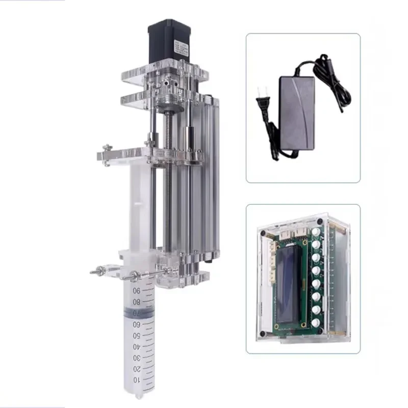 Micro Syringe Pump Mini Benchtop Electric Type, Lab Precision Liquid Glue Dispenser for Fluid Dosing & Delivery
