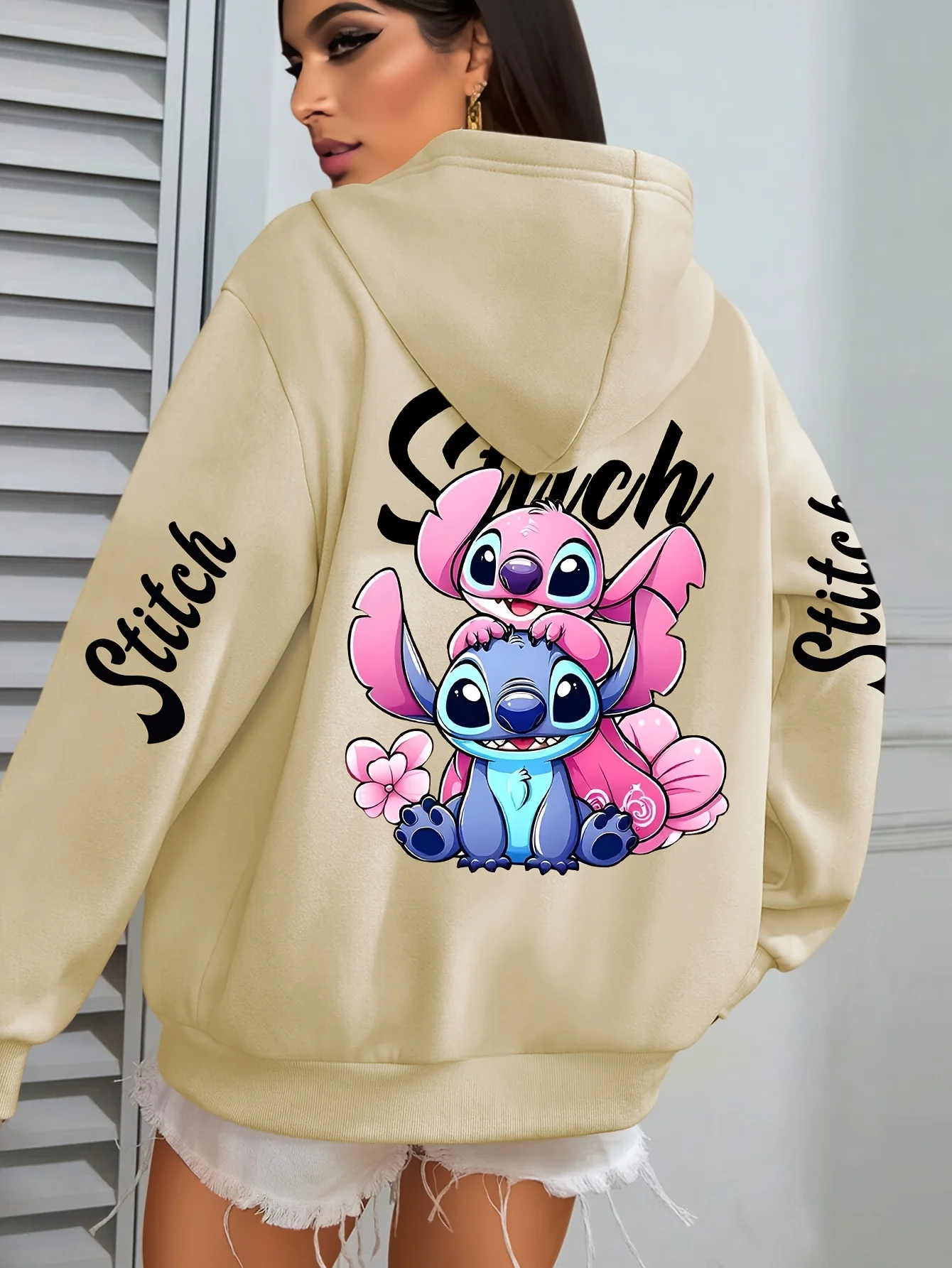 جديد غرزة والملاك طباعة القطن مقنعين الكرتون رياضية النساء الرجال الخريف بلوفر شتوي عادية خفيفة الوزن المرأة هوديس #4