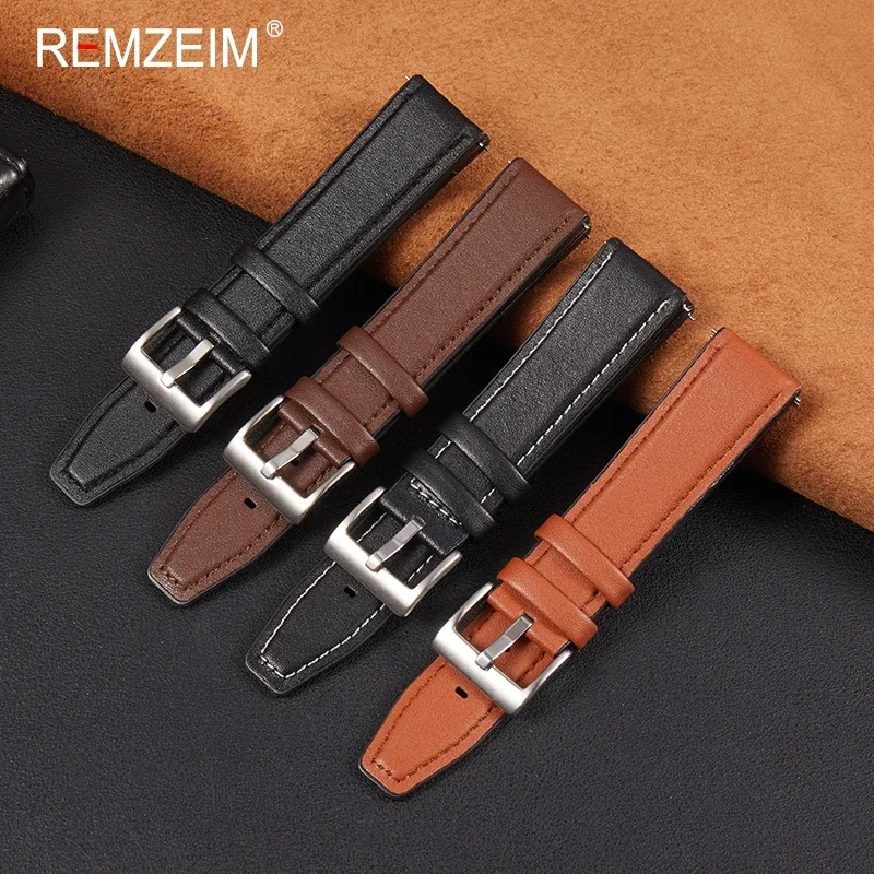 Men\'s Business Sports Silicone & Leather Quick Release Smartwatch Strap 20mm 22mm Universal Bracelet Watch Accessories