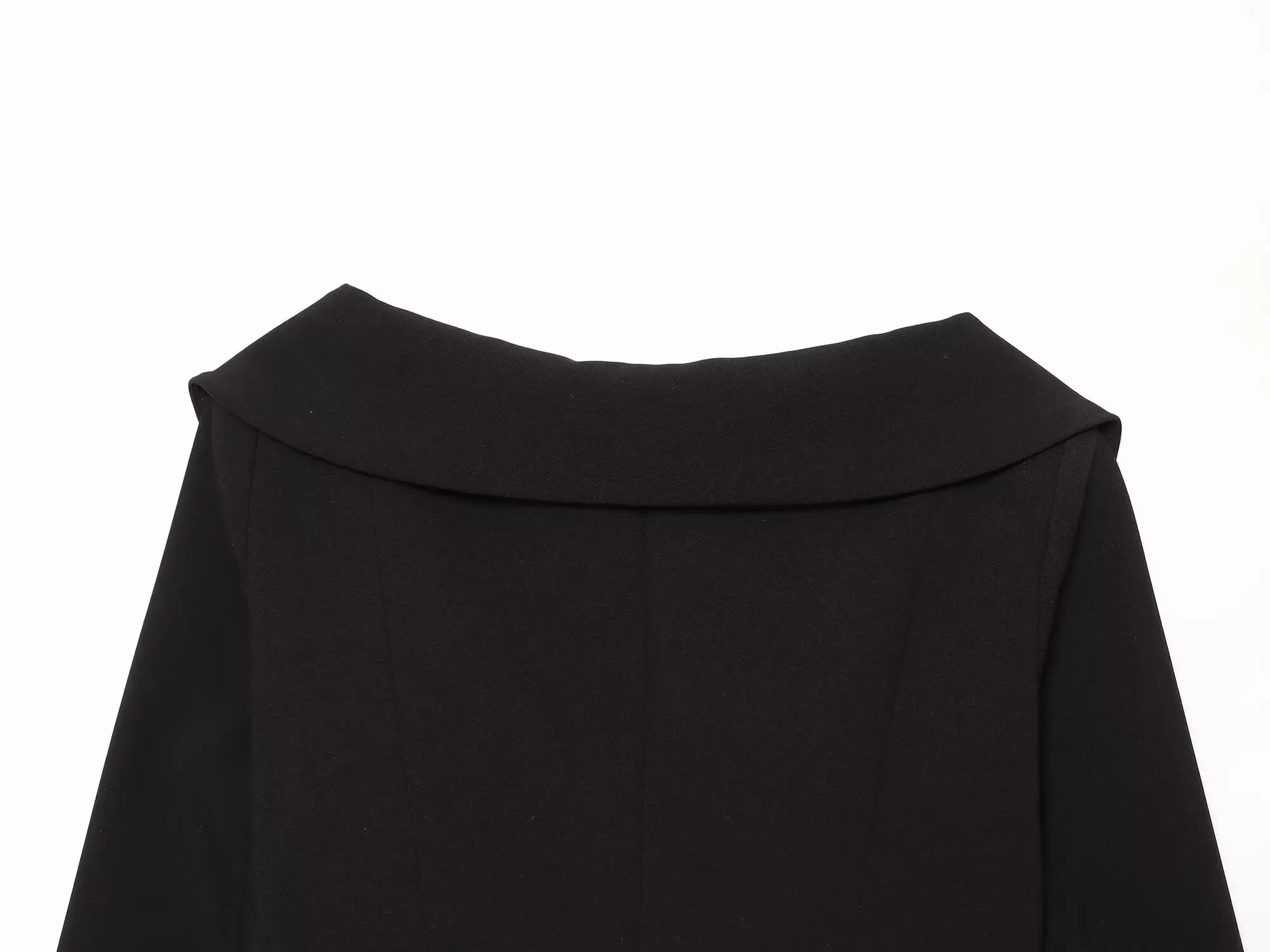 BSAY 2026 Neuer Eleganter Damen-Blazer in Schwarz mit Asymmetrischem Saum, Langen Ärmeln, Formelle Oberbekleidung, Minimalistischer Büroanzug-Jacke – Detail 6